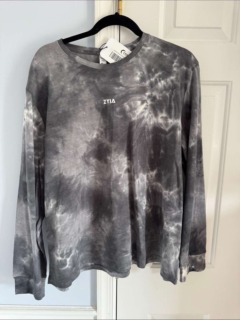 NWT ZYIA Charcoal Hendrix Long Sleeve T Shirt Size XXXL 3XL Tie Dye